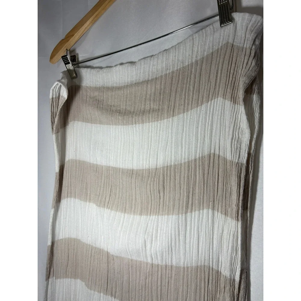 Kariban Beige White Striped Lightweight‎ Cotton Scarf Besancon L'air Du Temps
